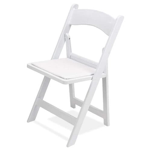 White Resin Folding Chair Padded rental in Kansas City