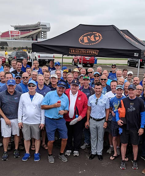 TG Event Rental corporate tailgate at Kauffman Stadium with KC Royals fans